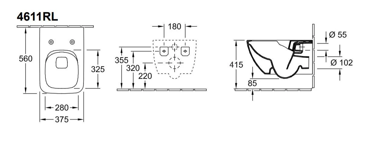 Villeroy & Boch Venticello - Wandcloset Met Softclose WC-zitting, DirectFlush, Alpine Wit 4611RL01 - Afbeelding 2