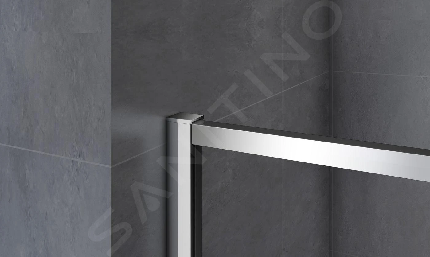 Lansanit LitLUX Slim Alvaro - Douche Schuifdeur 1400 Mm, Glanzend Aluminium/helder Glas SZD14 - Afbeelding 4