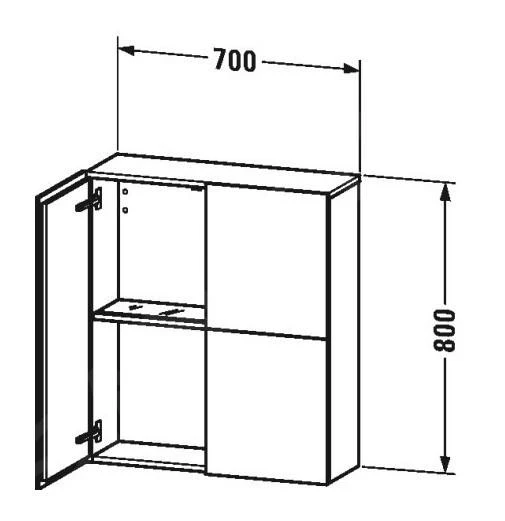 Duravit L-Cube - Hoge Badkamerkast 800x700x243 Mm, 2 Deuren, Glanzend Wit LC116702222 - Afbeelding 2