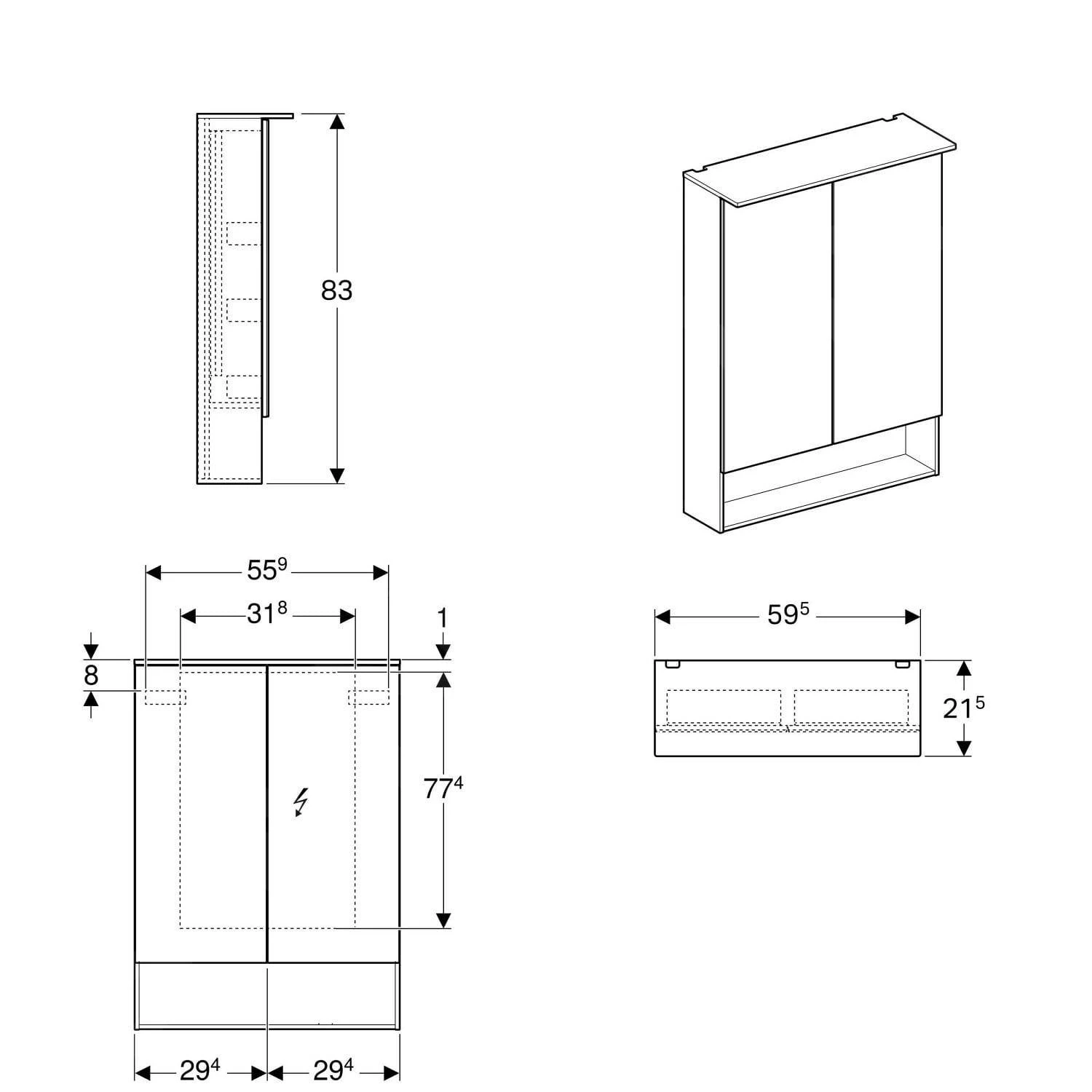 Geberit Acanto - Badkamer Bovenkast Met Spiegel 595x830 Mm, Mytic Eik 500.644.00.2 - Afbeelding 2