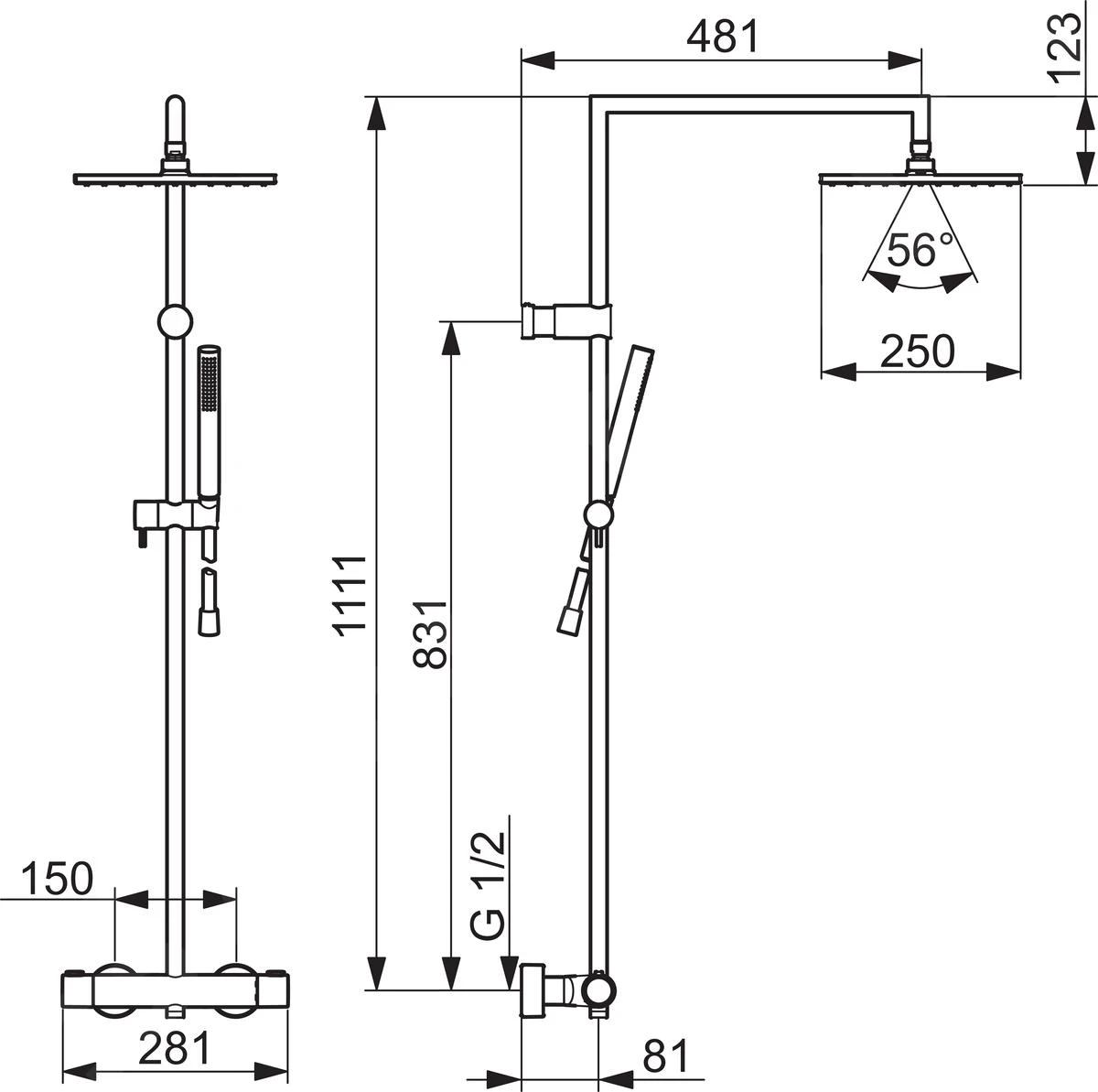 Hansa Prisma - Doucheset Met Thermostaatkraan, Chroom 58099113 - Afbeelding 2