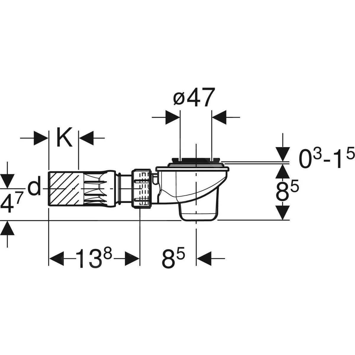 Geberit Toebehoren - Douchesifon, Afvoer 52 Mm 150.680.00.1 - Afbeelding 2