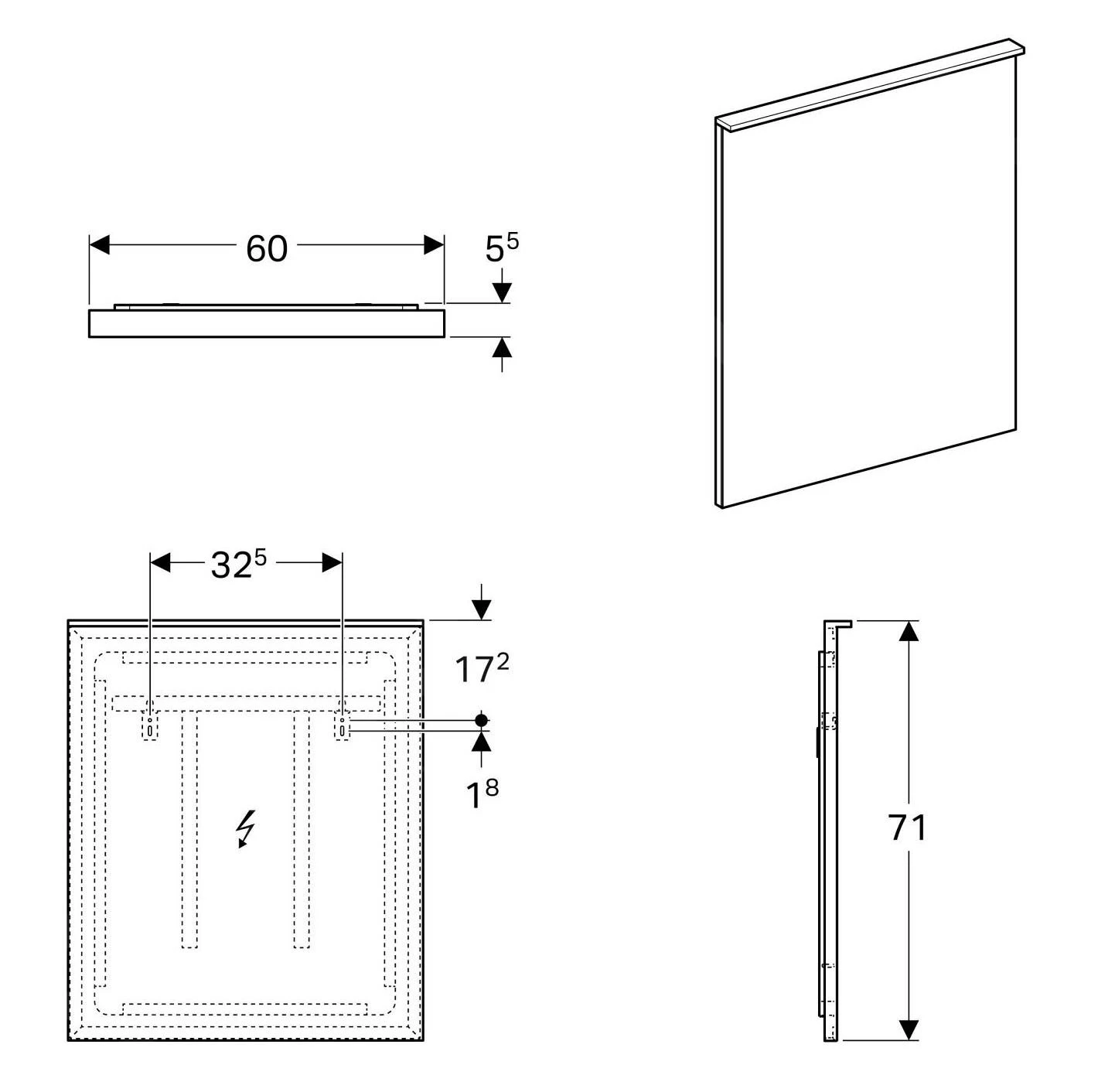 Geberit Xeno 2 - Spiegel Met LED Verlichting En Verwarming 600x710 Mm 500.521.00.1 - Afbeelding 2