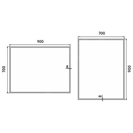Nimco Spiegels - Spiegel Met LED Verlichting, 900x700 Mm, Vierkant, Aluminium ZP 13019 - Afbeelding 2