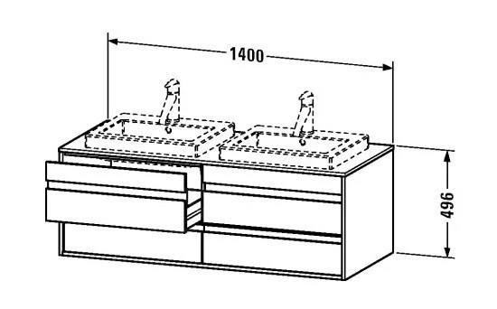 Duravit Ketho - Wastafelonderkast 496x1400x550 Mm, Rechts, 4 Laden, Glanzend Wit KT6757R2222 - Afbeelding 2