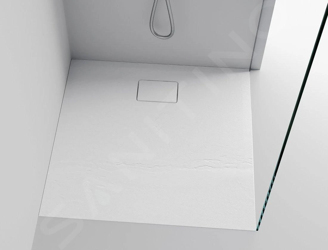 Sapho Acora - Douchebak 900x900 Mm, Gegoten Marmer, Decor Witsteen AC002 - Afbeelding 7