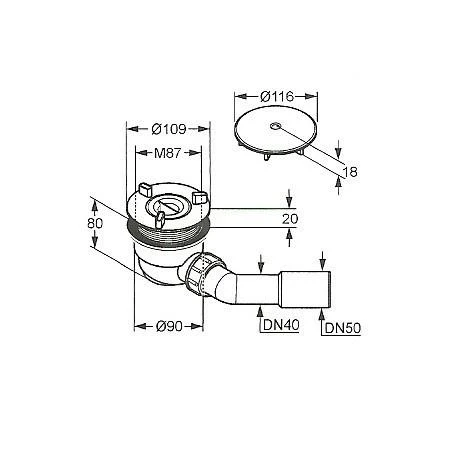 Kludi Sifons - Afvoergarnituur Voor Tasso Douchebak, Chroom/kunststof 2109805-00 - Afbeelding 2