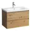 Laufen Lani - Wastafelonderkast, 79x44x52 Cm, 2 Laden, Eiken H4035521122671