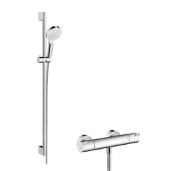 Hansgrohe Crometta - Doucheset Vario Met Thermostaat Ecostat 1001 CL, 2 Straalsoorten, Wit/chroom 27813400