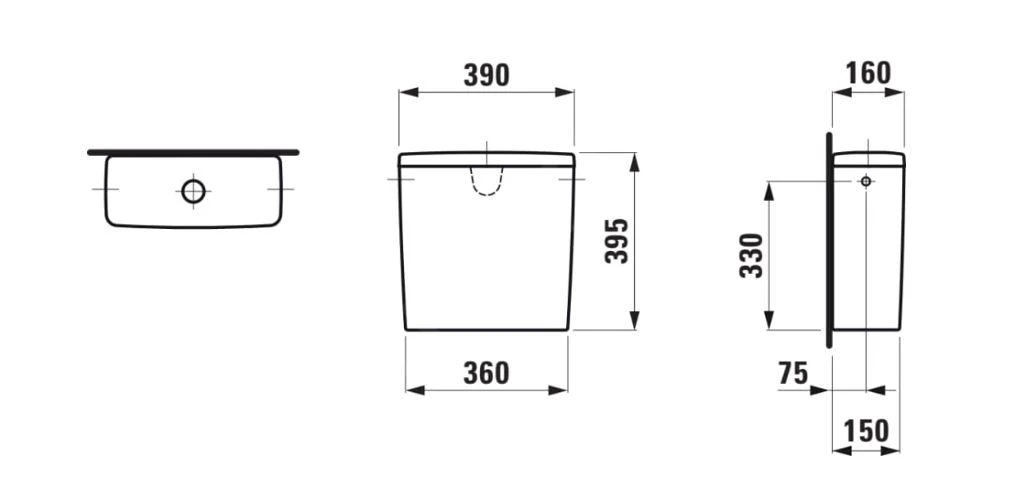 Laufen Lua - Spoelreservoir, DualFlush, Watertoevoer Aan De Zijkant, Wit H8270820009721 - Afbeelding 2