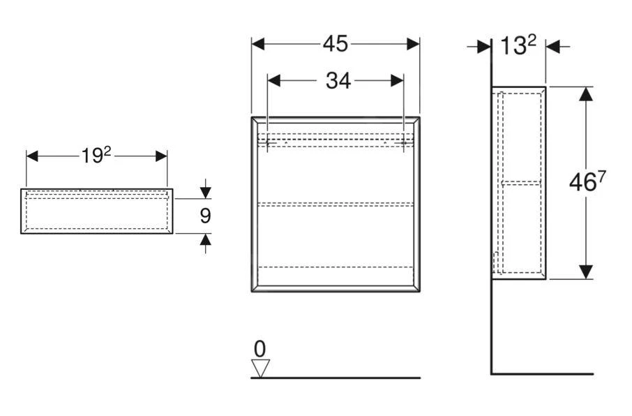 Geberit ICon - Kast 45x47x13 Cm, Open, Eiken 502.323.JH.1 - Afbeelding 2