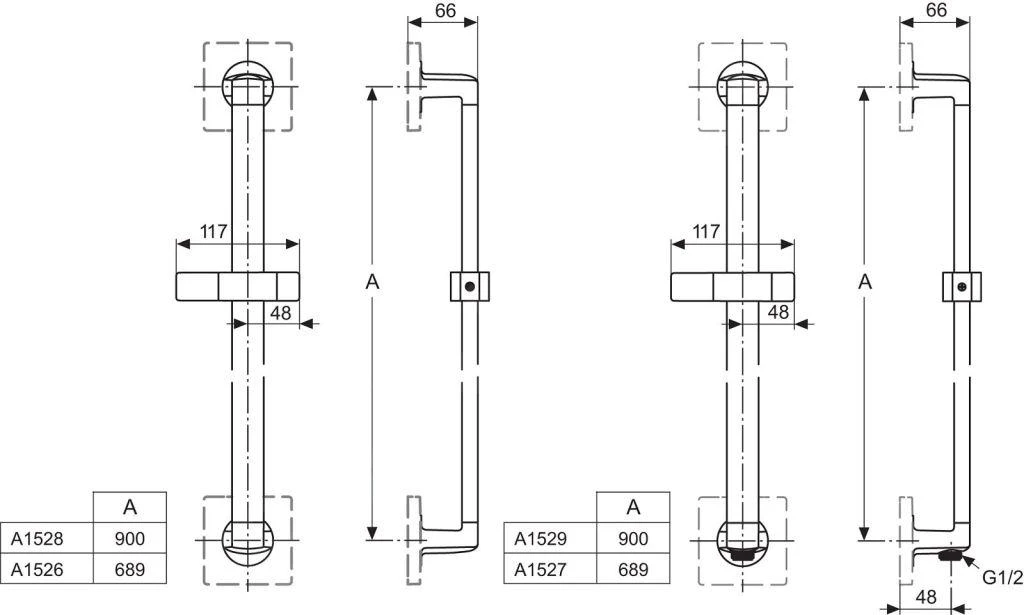 Ideal Standard Archimodule - Douchestang 600 Mm Met Geïntegreerd Deel Voor Aansluiting Van De Douche, Chroom A1527AA - Afbeelding 2