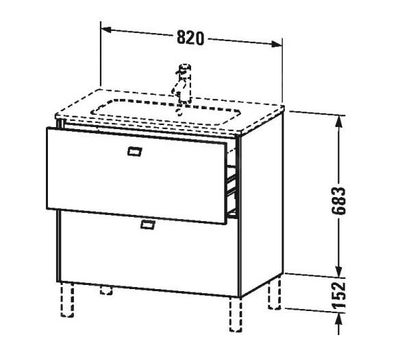 Duravit Brioso - Wastafelonderkast 835x820x479 Mm, 2 Lades, Glans Wit BR440202222 - Afbeelding 2